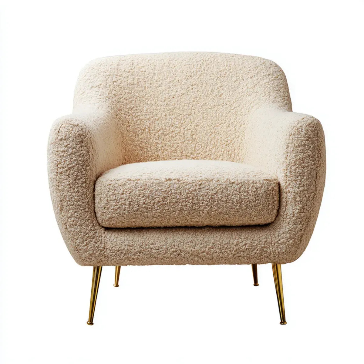 Sessel Creme 80 x 78 x 78 cm mit Polyester-Bouclé und Stahlbeinen Gold