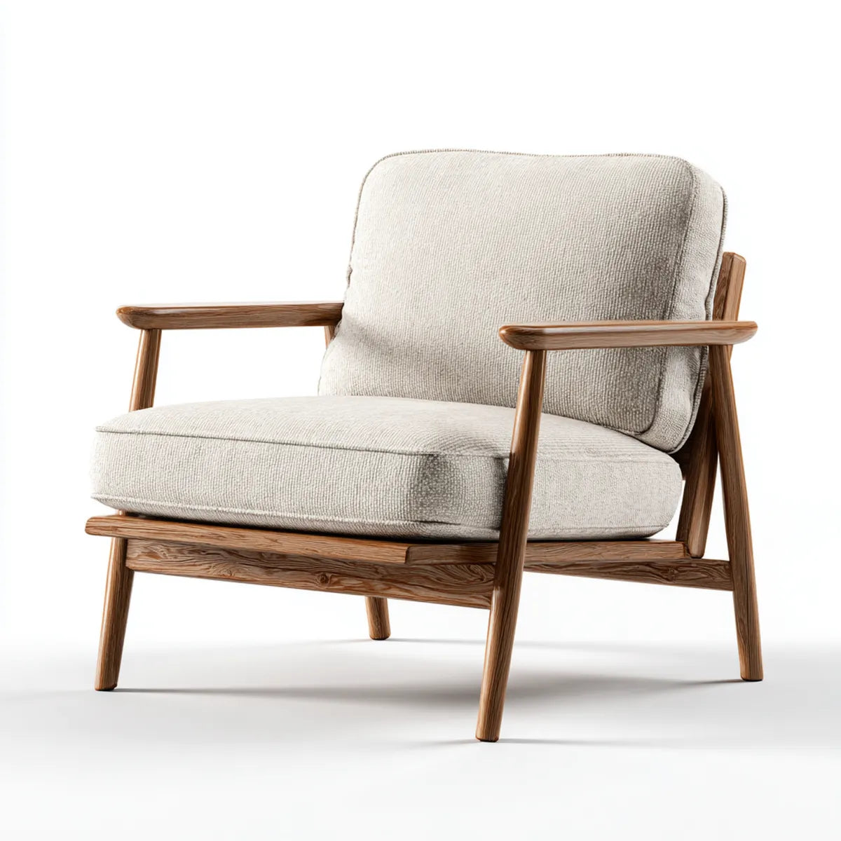 Loungesessel Beige Braun mit Massivholzgestell 75 x 78 x 82 cm