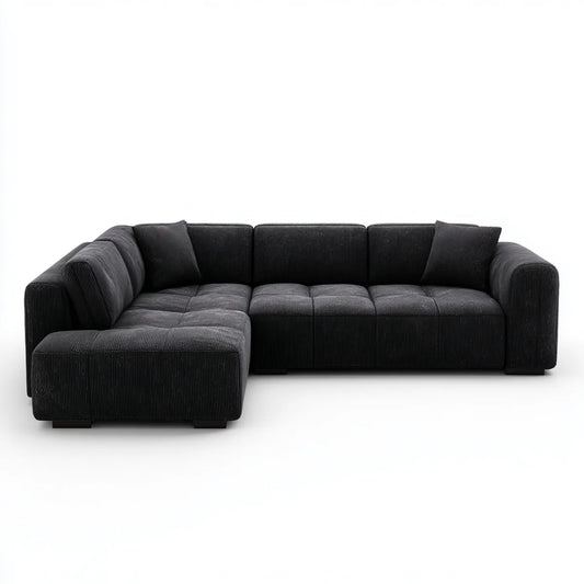 Ecksofa mit linker Recamiere Anthrazit 260 x 160 x 75 cm Polyester-Cord L-Form