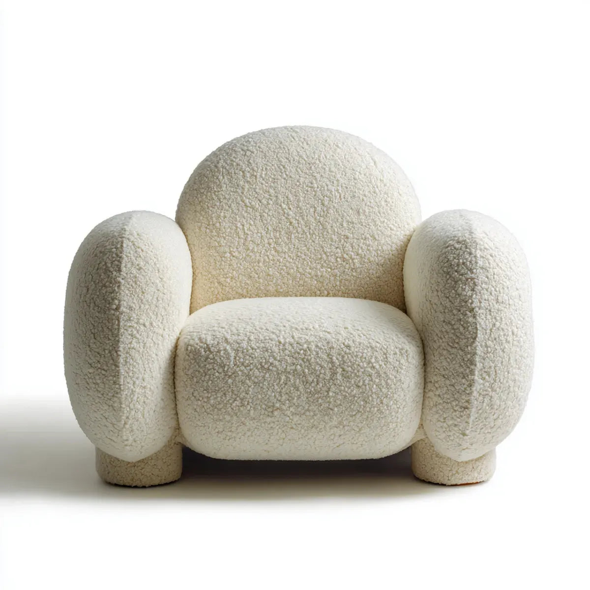 Sessel Creme 85 x 78 x 75 cm mit Bouclé-Polyesterbezug rund