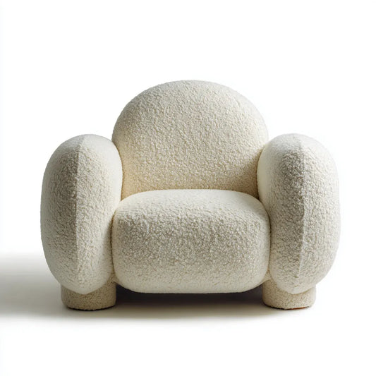Sessel Creme 85 x 78 x 75 cm mit Bouclé-Polyesterbezug rund
