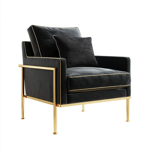 Loungesessel Schwarz 82 x 78 x 85 cm PU-Kunstleder kubisch mit goldfarbenem Stahlgestell